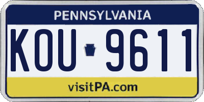 PA license plate KOU9611