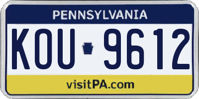 PA license plate KOU9612