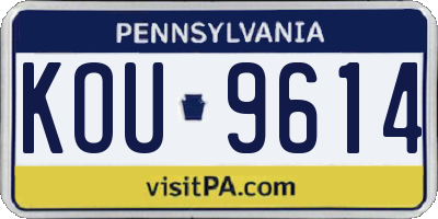PA license plate KOU9614