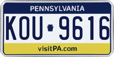 PA license plate KOU9616