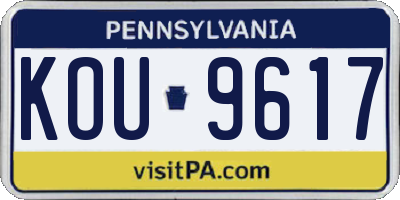 PA license plate KOU9617