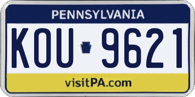 PA license plate KOU9621