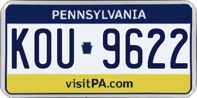 PA license plate KOU9622