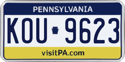 PA license plate KOU9623