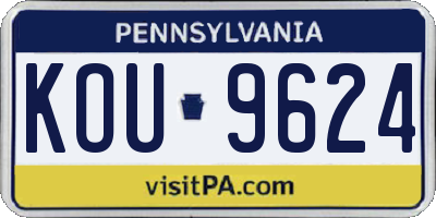 PA license plate KOU9624