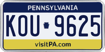 PA license plate KOU9625