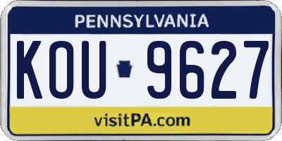 PA license plate KOU9627