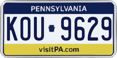 PA license plate KOU9629