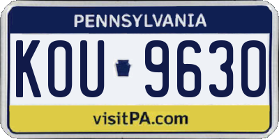 PA license plate KOU9630