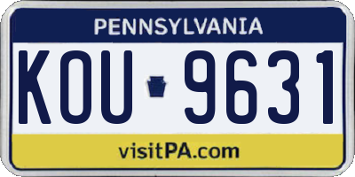 PA license plate KOU9631