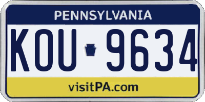 PA license plate KOU9634