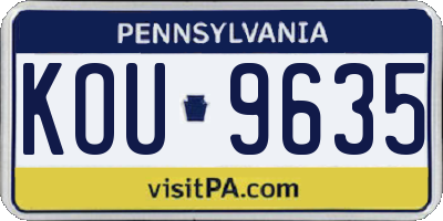 PA license plate KOU9635