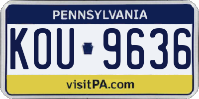 PA license plate KOU9636