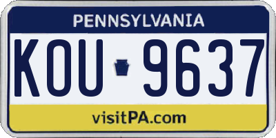 PA license plate KOU9637
