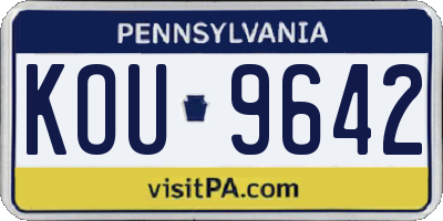 PA license plate KOU9642