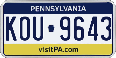 PA license plate KOU9643