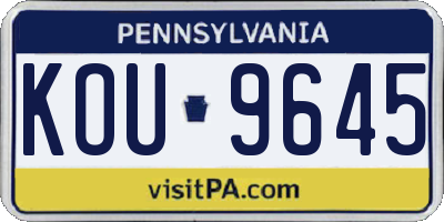 PA license plate KOU9645