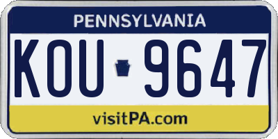 PA license plate KOU9647