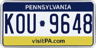 PA license plate KOU9648