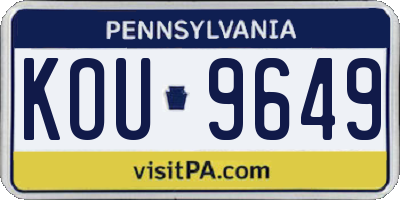 PA license plate KOU9649