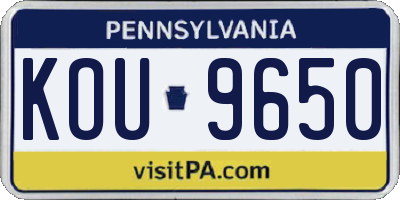 PA license plate KOU9650
