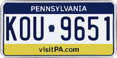PA license plate KOU9651
