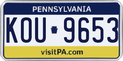 PA license plate KOU9653