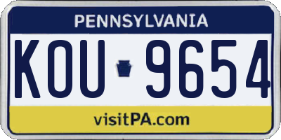 PA license plate KOU9654