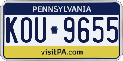 PA license plate KOU9655