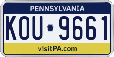 PA license plate KOU9661