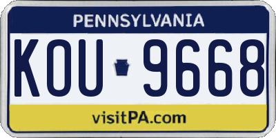 PA license plate KOU9668