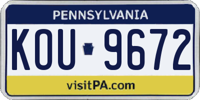 PA license plate KOU9672