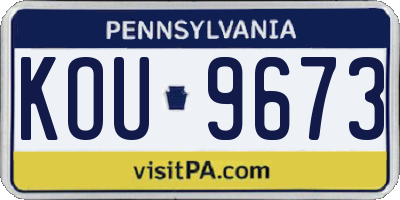 PA license plate KOU9673