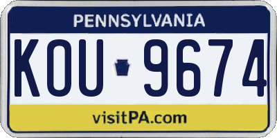 PA license plate KOU9674