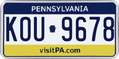 PA license plate KOU9678