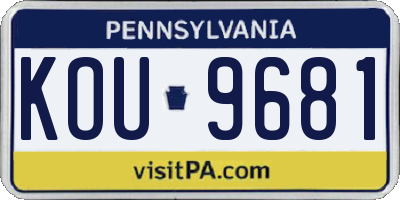 PA license plate KOU9681