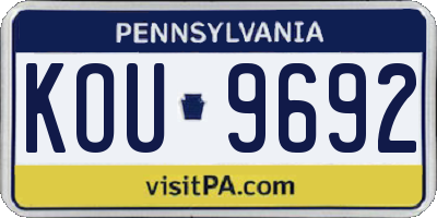 PA license plate KOU9692