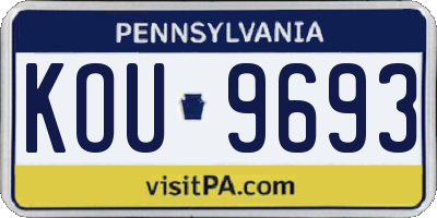 PA license plate KOU9693