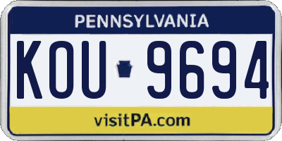 PA license plate KOU9694