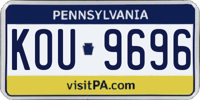 PA license plate KOU9696