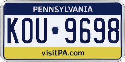 PA license plate KOU9698