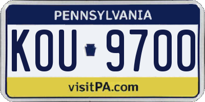 PA license plate KOU9700