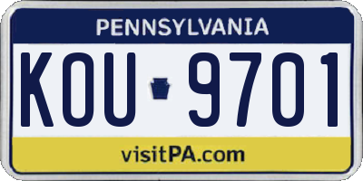 PA license plate KOU9701