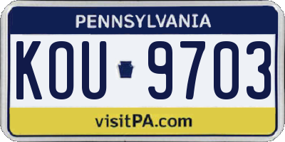 PA license plate KOU9703