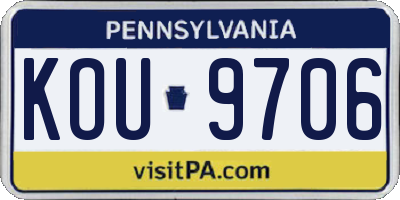 PA license plate KOU9706