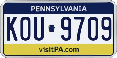 PA license plate KOU9709
