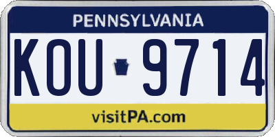 PA license plate KOU9714