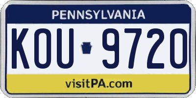 PA license plate KOU9720