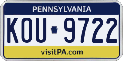 PA license plate KOU9722