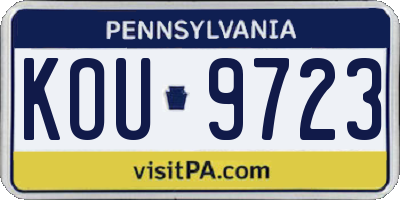 PA license plate KOU9723